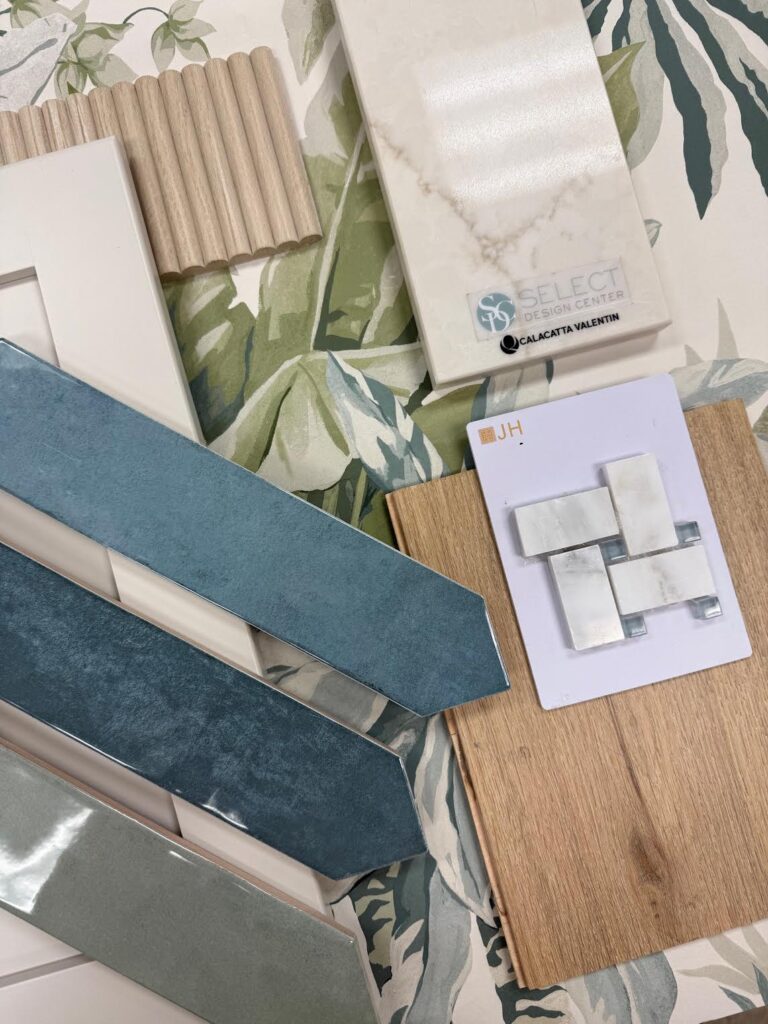 Palm City showroom display of curated flooring and tile samples